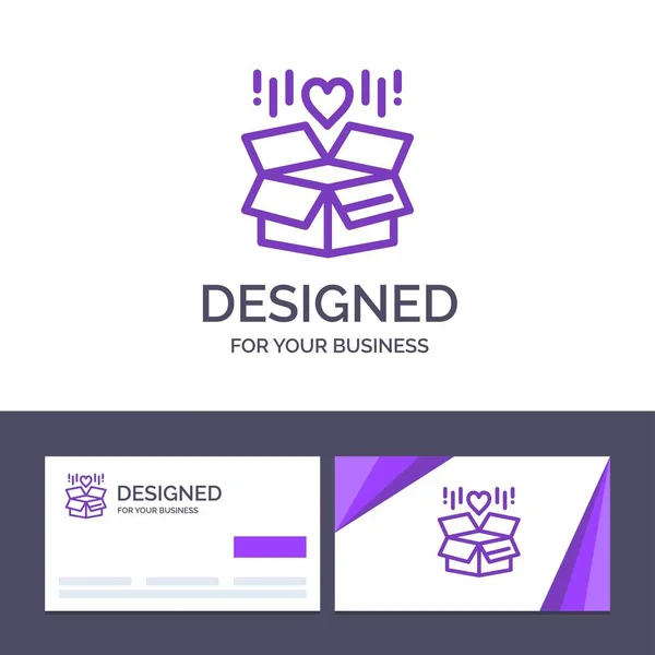 Kreative Visitenkarte und Logo-Vorlage Geschenk, Schachtel, Lieferung, su — Stockvektor