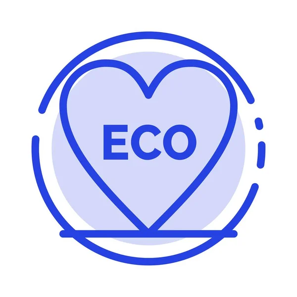 Eco, Corazón, Amor, Medio Ambiente Blue Dotted Line Icono — Archivo Imágenes Vectoriales