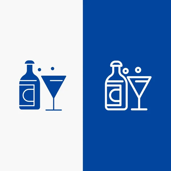 Víno, sklo, láhev, Velikonoční čára a glyf plná ikona modrá nepřekoná — Stockový vektor