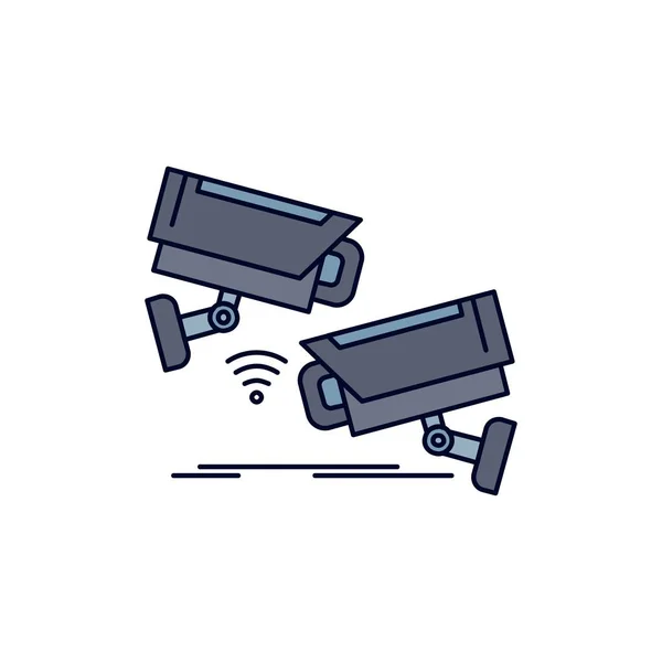 CCTV, Caméra, Sécurité, Surveillance, Technologie Flat Color Icon — Image vectorielle