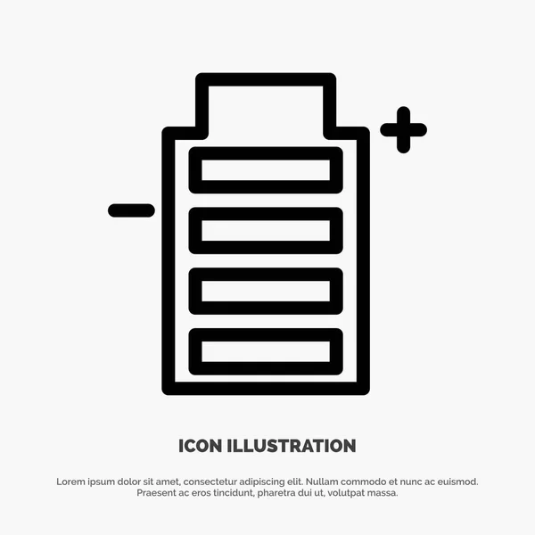 Batterie, Ecologie, Energie, Environnement Ligne Icône vecteur — Image vectorielle