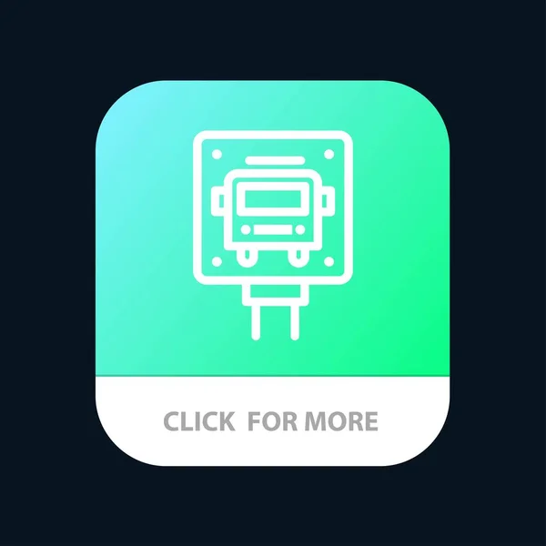 Autobus, Zatrzymaj, podpisz, publiczny przycisk aplikacji mobilnej. Android i iOS line — Wektor stockowy