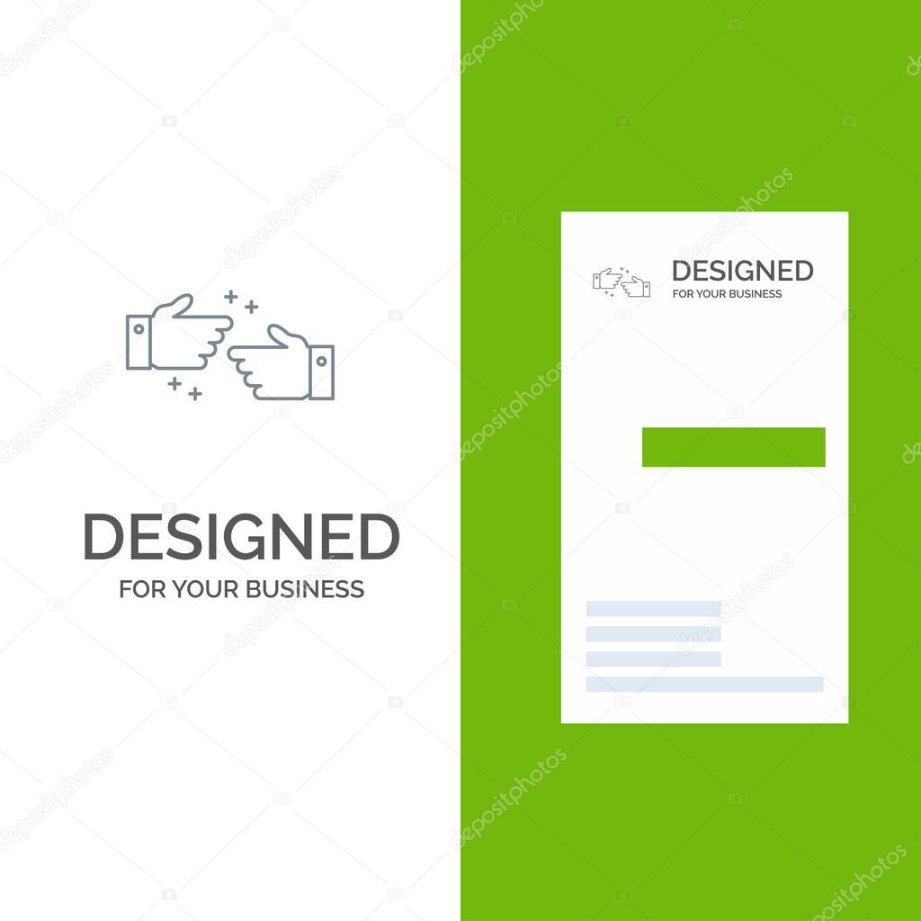 Handshake, Done, Ok, Business Grey Logo Design and Business Card