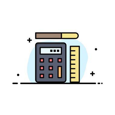 Kalem, Hesap Makinesi, Ölçek, Eğitim İş Logo Şablonu. Düz C