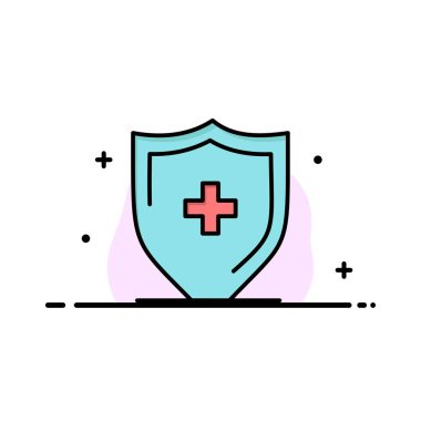 Hastane, İşaret, Pano, Shield İş Logo Şablonu. Düz Renk