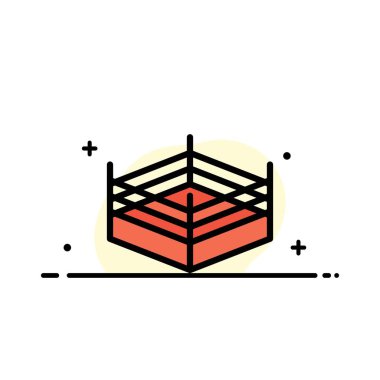 Boks, Ring, Güreş İş Düz Çizgi Dolu Simge Vektör B