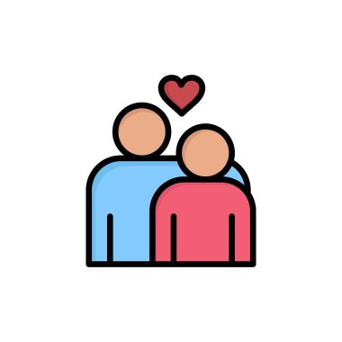 Çift, aşk, evlilik, kalp düz renk simgesi. Vektör simgesi Bann