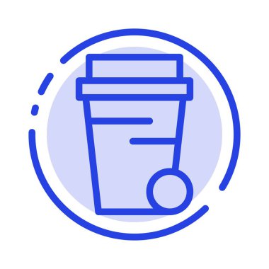 Cam, Çorba, Temizleme Mavi Noktalı Çizgi Hattı Simgesi