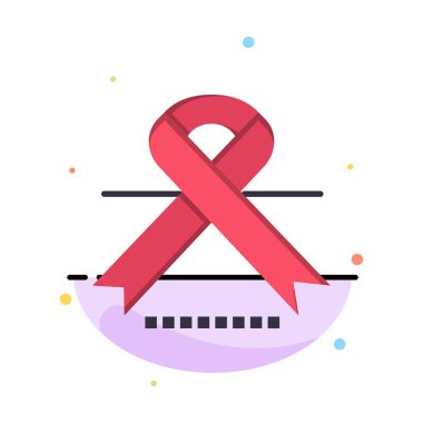 Kanser, Onkoloji, Kurdele, Tıbbi Soyut Düz Renk Simgesi Templ