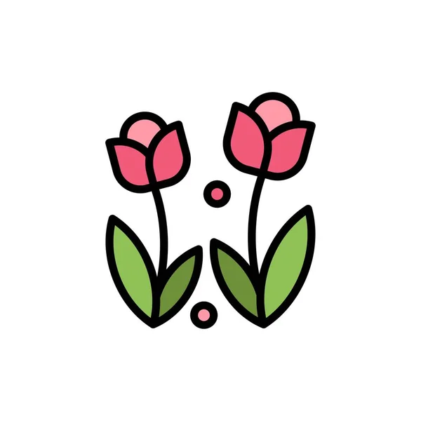 植物， 花， 性质， 玫瑰， 春天平色图标.矢量 ico — 图库矢量图片
