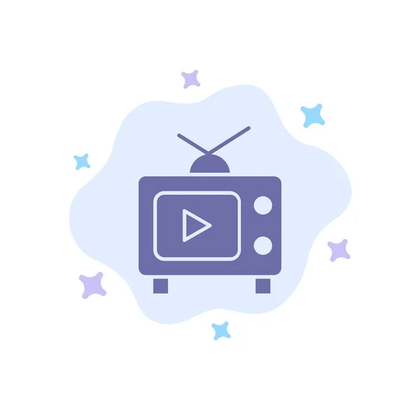 TV, Telewizja, grać, wideo niebieski ikona na abstrakcyjne chmura Backgrou — Wektor stockowy