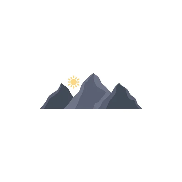 山， 景观， 性质， 山， 太阳平面颜色图标矢量 — 图库矢量图片