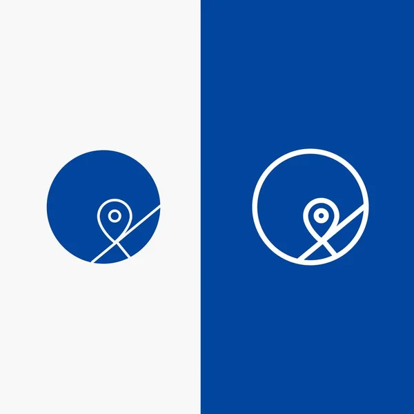 Basis, kaart, locatie, kaart lijn en glyph Solid icon blauwe banner — Stockvector