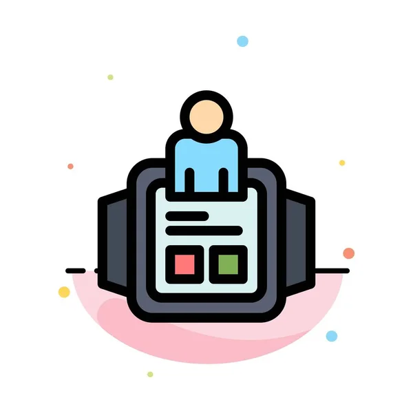 Relógio de mão, Homem, Tempo, Tecnologia Abstract Flat Color Icon Templ — Vetor de Stock