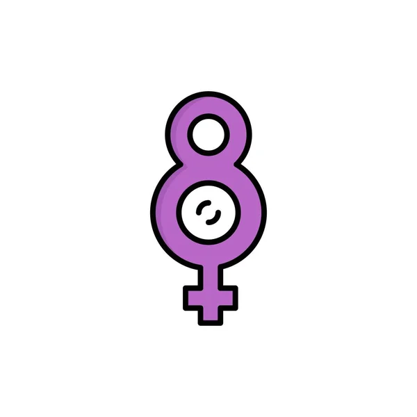 Otto, otto, simbolo, icona a colori piatta femminile. Bandiera icona vettoriale Te — Vettoriale Stock