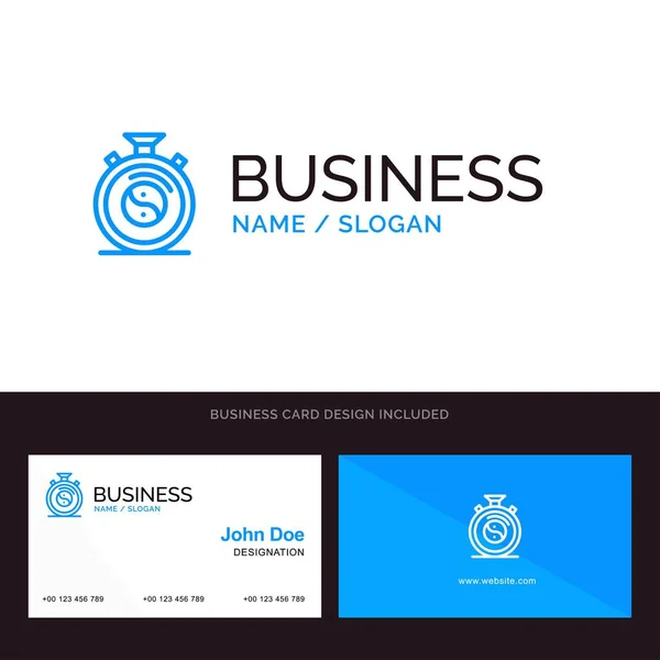 Orologio, Concentrazione, Meditazione, Pratica Blue Business logo e — Vettoriale Stock