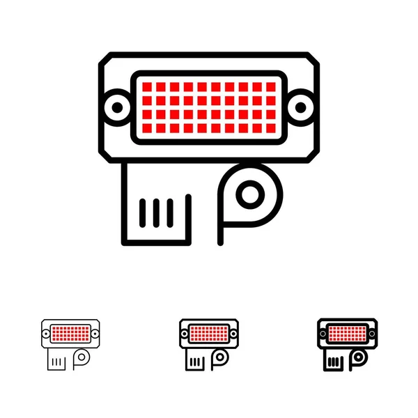 Adaptador, Conexão, Dados, Entrada negrito e fino ícone de linha preta s —  Vetores de Stock