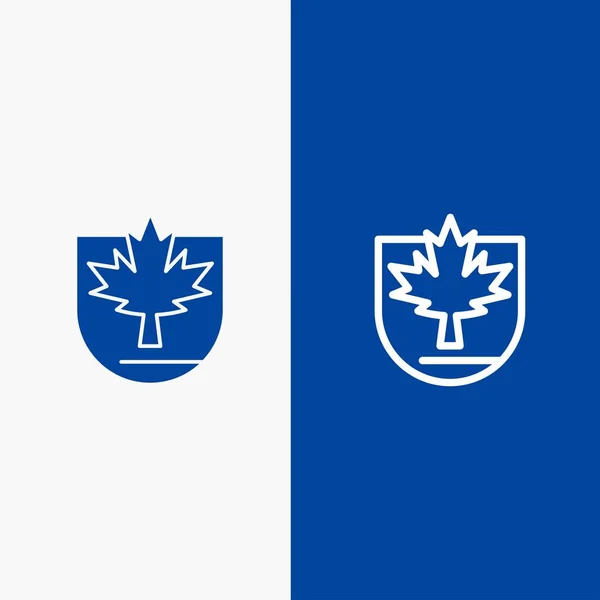 Seguridad, Hoja, Canadá, Línea de Escudo y Glifo Sólido icono Azul ba — Archivo Imágenes Vectoriales