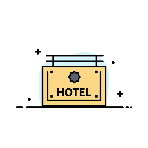 Готель, знак, дошка, шаблон бізнес логотипу напрямку. Плоский колір — стоковий вектор