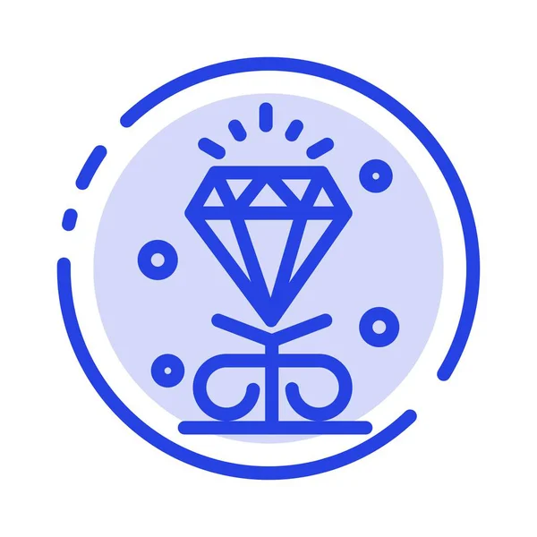 Diamant, Amour, Coeur, Mariage Ligne bleue pointillée Icône — Image vectorielle