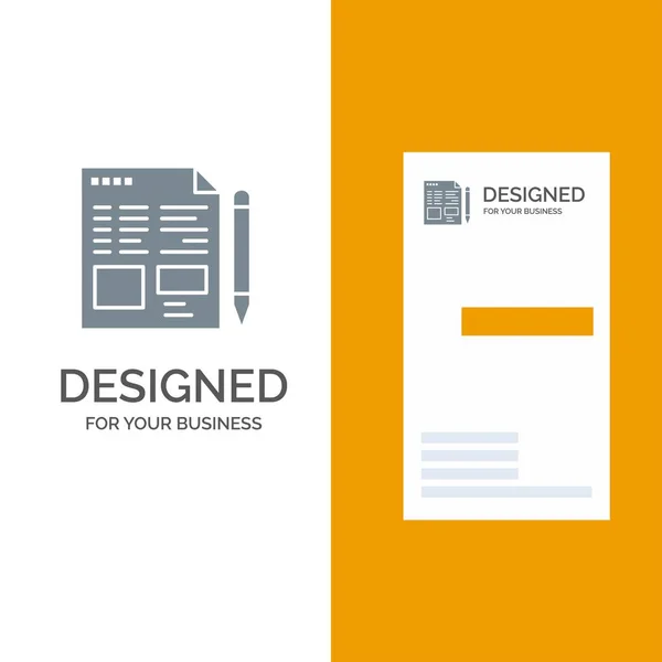 파일, 텍스트, 연필, 교육 회색 로고 디자인 및 명함 — 스톡 벡터
