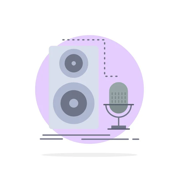 Live, micro, microphone, enregistrement, son Flat Color Icon Vector — Image vectorielle