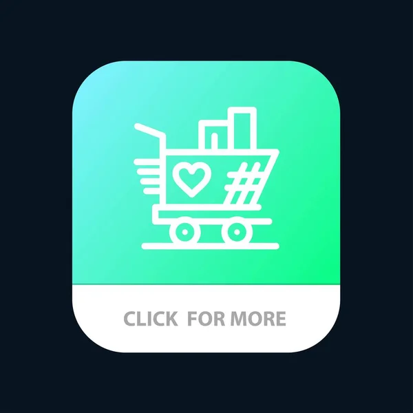 Тележка, Love, Wedding, Heart Mobile App Button. Android и IOS — стоковый вектор
