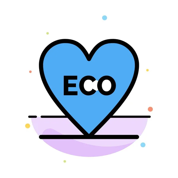 Eco, Corazón, Amor, Ambiente Plantilla de icono de color plano abstracto — Archivo Imágenes Vectoriales