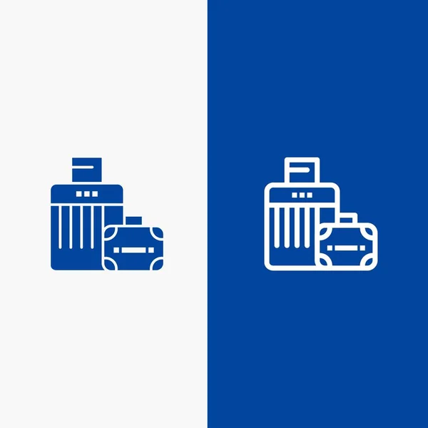 Bagage, tas, handtas, Hotel lijn en glyph Solid icon Blue Bann — Stockvector