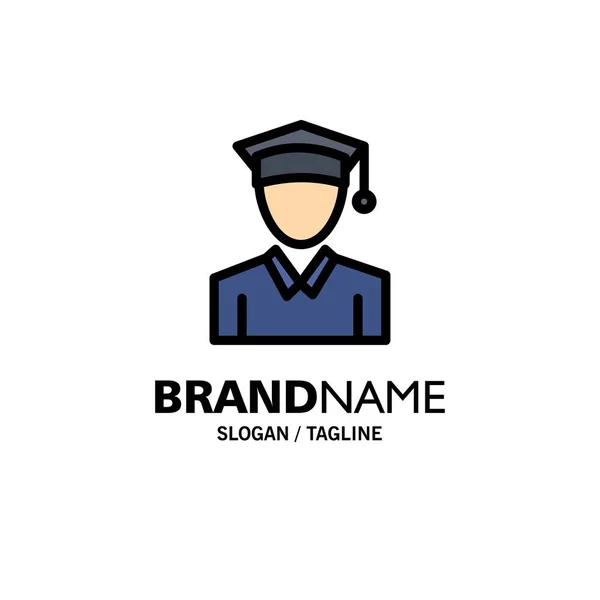 Cap, Istruzione, Diploma Business Logo Template. Colore piatto — Vettoriale Stock