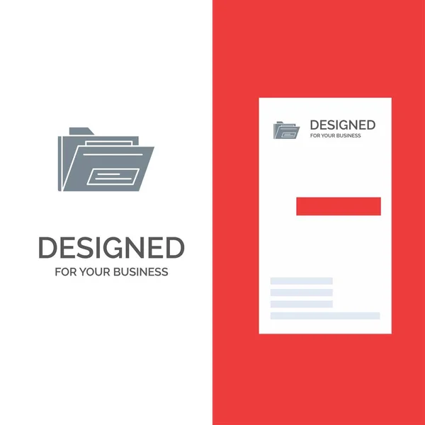 Φάκελος, αρχείο, zip, RAR, γκρι σχεδιασμός λογότυπου και επαγγελματική κάρτα Temp — Διανυσματικό Αρχείο