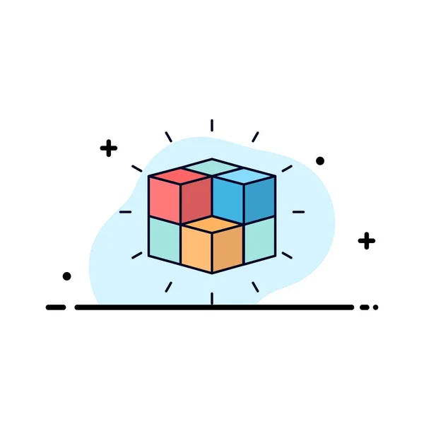 Box, Labyrinth, Puzzle, Lösung, Würfel flacher Farbsymbolvektor — Stockvektor