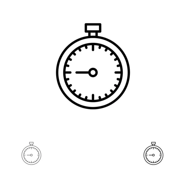 Chronomètre Horloge Rapide Rapide Temps Minuterie Montre Ensemble Icônes Gras — Image vectorielle