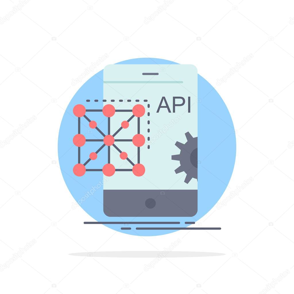 Api, Application, coding, Development, Mobile Flat Color Icon Ve