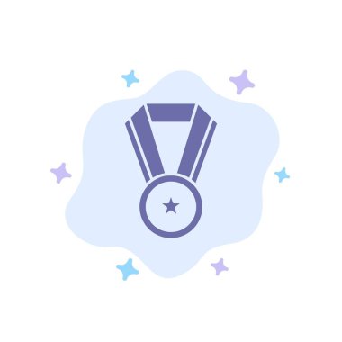 Başarı, eğitim, madalya mavi simge soyut bulut Backgr