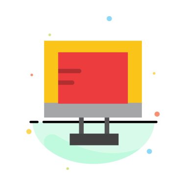 Bilgisayar, Online, Çalışma, Okul Soyut Düz Renk Simge Templat