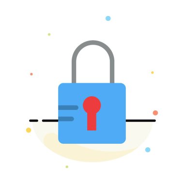 Kilit, Kilitli, Okul Soyut Düz Renk Simgesi Şablonu