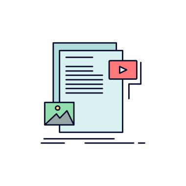 veri, belge, dosya, medya, web sitesi Düz Renk Simge Vektör