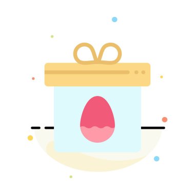 Hediye, Kutu, Yumurta, Paskalya Soyut Düz Renk Simgesi Şablonu