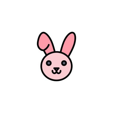 Bunny, Paskalya, Tavşan İş Logo Şablonu. Düz Renk