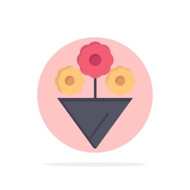 Çiçek, Hediye Soyut Daire Arka Plan Düz renk Simgesi