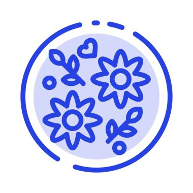 Çiçek, Hediye, Aşk, Düğün Mavi Noktalı Çizgi Simgesi