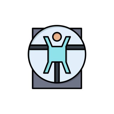 Vitruvian, Man, Tıp, Sahne Düz Renk Simgesi. Vektör simgesi yasağı