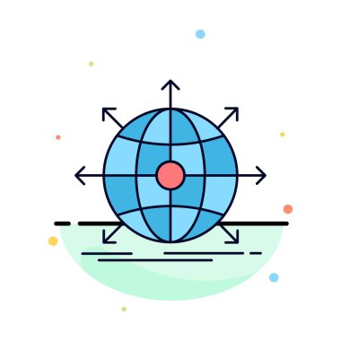 iş, küresel, uluslararası, ağ, web Düz Renk Simge Ve