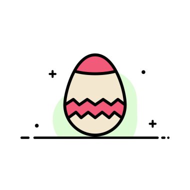 Paskalya, Yumurta, Bahar İş Düz Hat Dolu Simge Vektör Banne