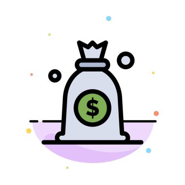 Dolar, Para, Çanta Soyut Düz Renk Simgesi Şablonu