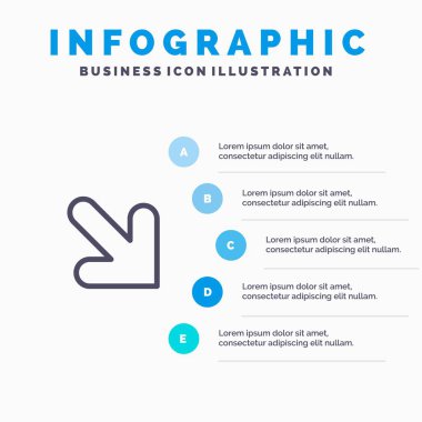 Ok, Aşağı, Sağ Çizgi simgesi ile 5 adımlı sunum infograph