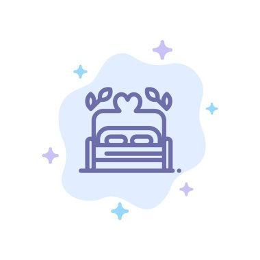 Soyut Bulut Arka Plan Üzerinde Yatak, Aşk, Kalp, Düğün MaviSi Simgesi