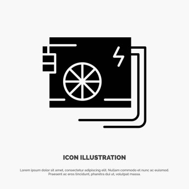 Ac, Bilgisayar, Parça, Güç, Tedarik katı Gph Icon vektör