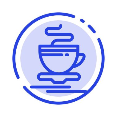 Çay, Fincan, Sıcak, Otel Mavi Noktalı Çizgi Hattı Simgesi